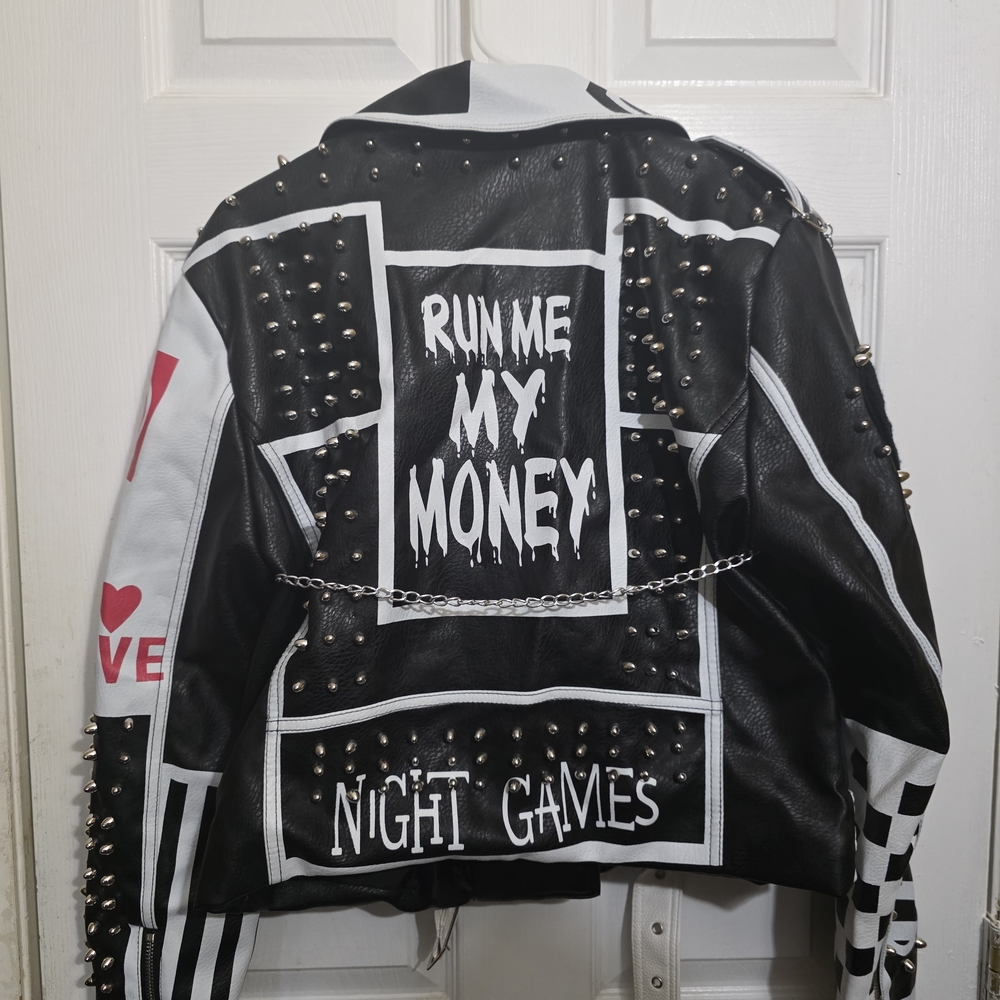 Studded Black and White Women's Jacket - Picture 2 of 2